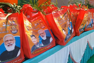 puja material distributed among Chhath Vratis