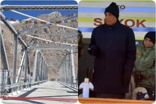 Rajanth Singh inaugurates Shyok Setu in Leh