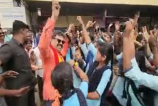 MLA Renukacharya dance with school children