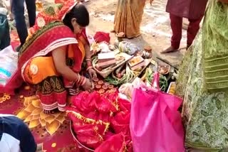 decorations made for chhath puja in kalkaji