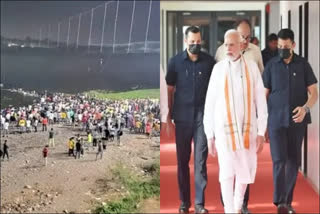 death toll rises in morbi cable bridge collapse  PM Modi likely visit to machhu river  Modi likely visit to machhu river in Gujarat  Morbi Government hospital leave canceled  ಮೋರ್ಬಿ ದುರಂತದಲ್ಲಿ 140ಕ್ಕೂ ಹೆಚ್ಚು ಜನ ಸಾವು ಶಂಕೆ  ಸರ್ಕಾರಿ ಆಸ್ಪತ್ರೆಗಳ ರಜೆ ರದ್ದು  ಘಟನಾಸ್ಥಳಕ್ಕೆ ಮೋದಿ ಭೇಟಿ ಸಾಧ್ಯತೆ  ಮೋರ್ಬಿಯಲ್ಲಿ ಸಂಭವಿಸಿದ ಕೇಬಲ್ ಸೇತುವೆ ದುರಂತ  ಇಂದು ಪ್ರಧಾನಿ ತಮ್ಮ ಕಾರ್ಯಕ್ರಮಗಳನ್ನೆಲ್ಲವೂ ರದ್ದು  ಮೊರ್ಬಿಗೆ ಪ್ರಧಾನಿ ಮೋದಿ ಭೇಟಿ ಸಾಧ್ಯತೆ  ಗುಜರಾತ್​ನಲ್ಲಿ ಬಿಜೆಪಿ ಕಾಂಗ್ರೆಸ್​ ಕಾರ್ಯಕ್ರಮಗಳು ರದ್ದು  ತನಿಖೆಗಾಗಿ ಎಸ್‌ಐಟಿ ರಚಿಸಿದ ಸರ್ಕಾರ  ಕಂಪನಿ ವಿರುದ್ಧ ಪ್ರಕರಣ ದಾಖಲು