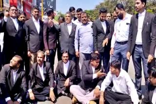 lawyers protest against cpi at dharwad