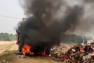 morena garbage vehicle fire burned driver