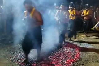 Ayyappa devotees perform Aipuja walked on fire in malkangiri