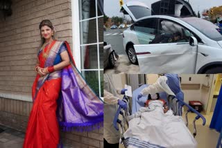 Actress Rambha met with road accident