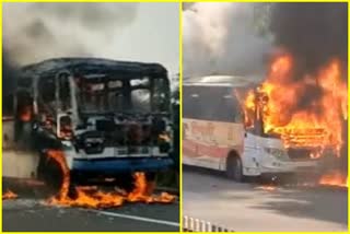 many passenger saved their lives after two bus caught fire in different places of Maharashtra