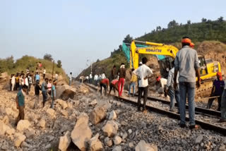 Blasting in railway line in Chhatarpur