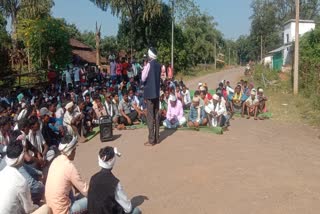 Protest front of Ambeda police station in kanker