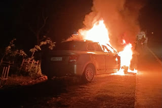 Car fire on NH 18 of Ghatshila