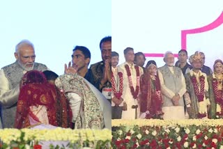 narendra modi attends mass wedding event in gujarat