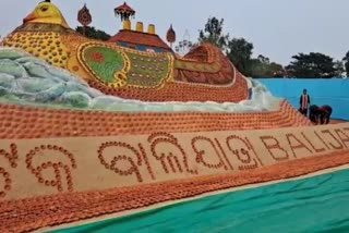 huge sand art made in Baliyatra with twenty five thousand diyas