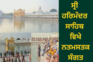 Sangat paid obeisance at Sri Harmandir Sahib