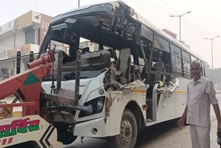bus collided with the container,  road accident in alwar