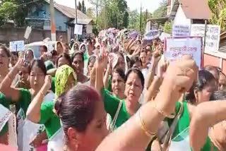 Protests demanding cancellation of decision to merge Anganwadi Centres