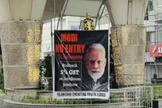 pm narendra-modi-hyderabad-visit modi no entry banners in hyderabad