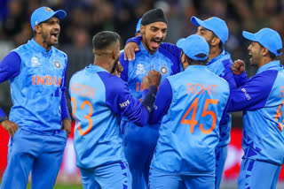 Team India Celebration after Wicket Taking by Arshdeep