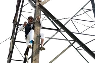 AAP leader Haseeb ul Hasan climbed on tower