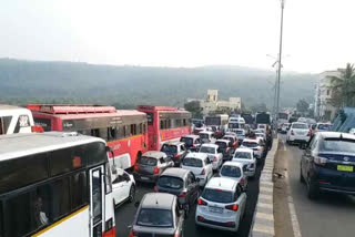 traffic jam in Srisailam