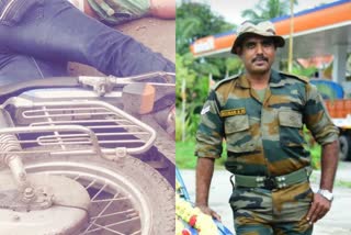 Retired soldier killed in Mandya road pothole  Mandya road pothole  Bengaluru road pothole issue  ರಸ್ತೆಯ ಗುಂಡಿಗೆ ನಿವೃತ್ತ ಯೋಧ ಬಲಿ  ಬೆಂಗಳೂರಿನಲ್ಲಿ ರಸ್ತೆ ಗುಂಡಿ  ಗುಂಡಿಗೆ ನಿವೃತ್ತ ಯೋಧ ಬಲಿ  ನಿವೃತ್ತರಾಗಿದ್ದ ಯೋಧ ಸಾತನೂರು ಗ್ರಾಮದ ಎಸ್​ಎನ್ ಕುಮಾರ್