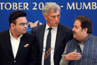 BCCI President Roger Binni,  Jay Shah and Rajiv Shukla