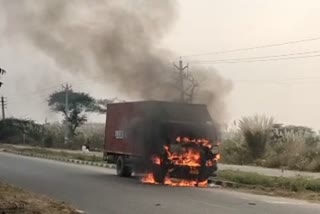 truck fire in rewari