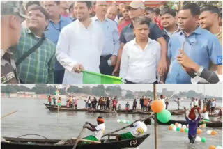 सोनपुर मेला में नौका प्रतियोगिता को तेज प्रताप यादव ने दिखाई हरी झंडी