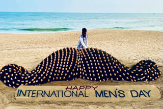 Sudarsan Pattnaik creates magic on Puri beach on International Men's Day