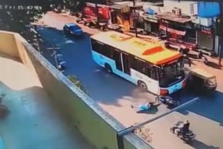 Bus collided with bike  near Rajkot