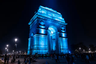 India iconic buildings glits blue on World Childrens Day
