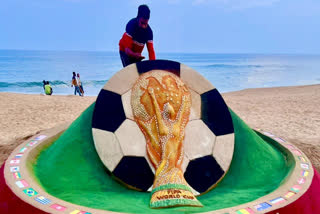 Sudarsan Pattnaik creates sand art for football world cup