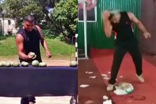 Bihar man breaks 51 coconuts on head in 2 minutes