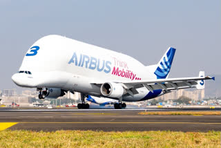Airbus Beluga, whale-shaped aircraft, at Mumbai airport leaves passengers awestruck