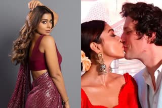 Shriyasaran reacts on lipkiss with her husband video viral