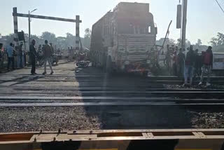 ratlam truck hit bike rammed into railway track