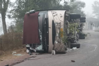 private Volvo bus overturned in Bilaspur