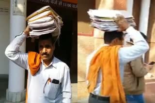 mathura-farmer-charan-singh-demand-justice-by-carrying-12-kg-complaint-letter