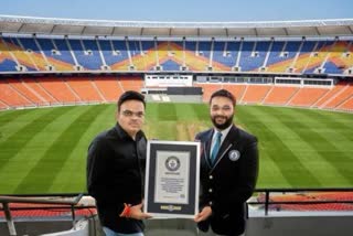 Narendra Modi Stadium holds Guinness record  Narendra Modi Stadium  BCCI Guinness record  BCCI  नरेंद्र मोदी स्टेडियम  नरेंद्र मोदी स्टेडियम गिनीज बुक ऑफ वर्ल्ड रिकॉर्ड  बीसीसीआई