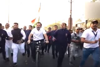 Rahul Gandhi rides bicycle