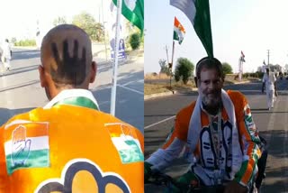 cycle man in bharat jodo yatra