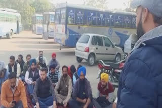 In Patiala Panbus employees staged a riot against the Punjab government