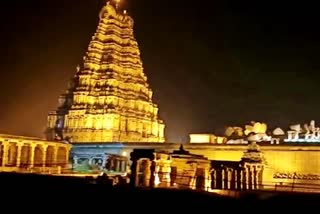 hampi decorated with electric lights