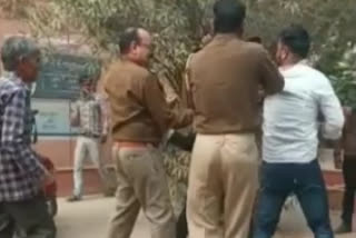 Two Mathura advocates slapping a youth captured on CCTV
