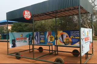 Youths built mobile waiting shed as substitute to permanent bus stand