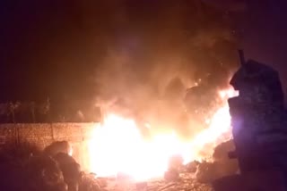 Fire breaks out at scrap warehouse
