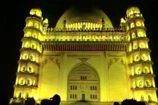 gol gumbaz decorated with electric light