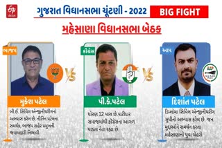 મહેસાણા વિધાનસભા બેઠક પર ત્રણ પાટીદારો વચ્ચે જંગ