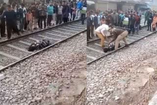 young man lost his leg in a train accident at Uttara Pradesh