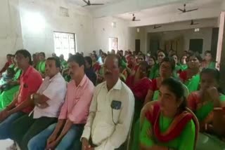 health workers and visitors preparing for protest in subarnapur over their demands