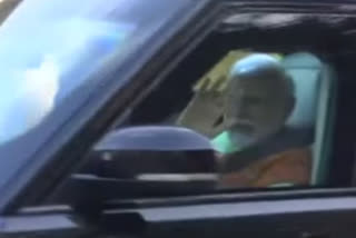 PM Modi arrives to meet his mother, Heeraben Modi before polling