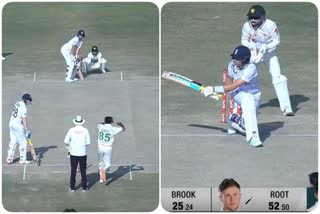 Joe Root bats left-handed during England's first Test against Pakistan